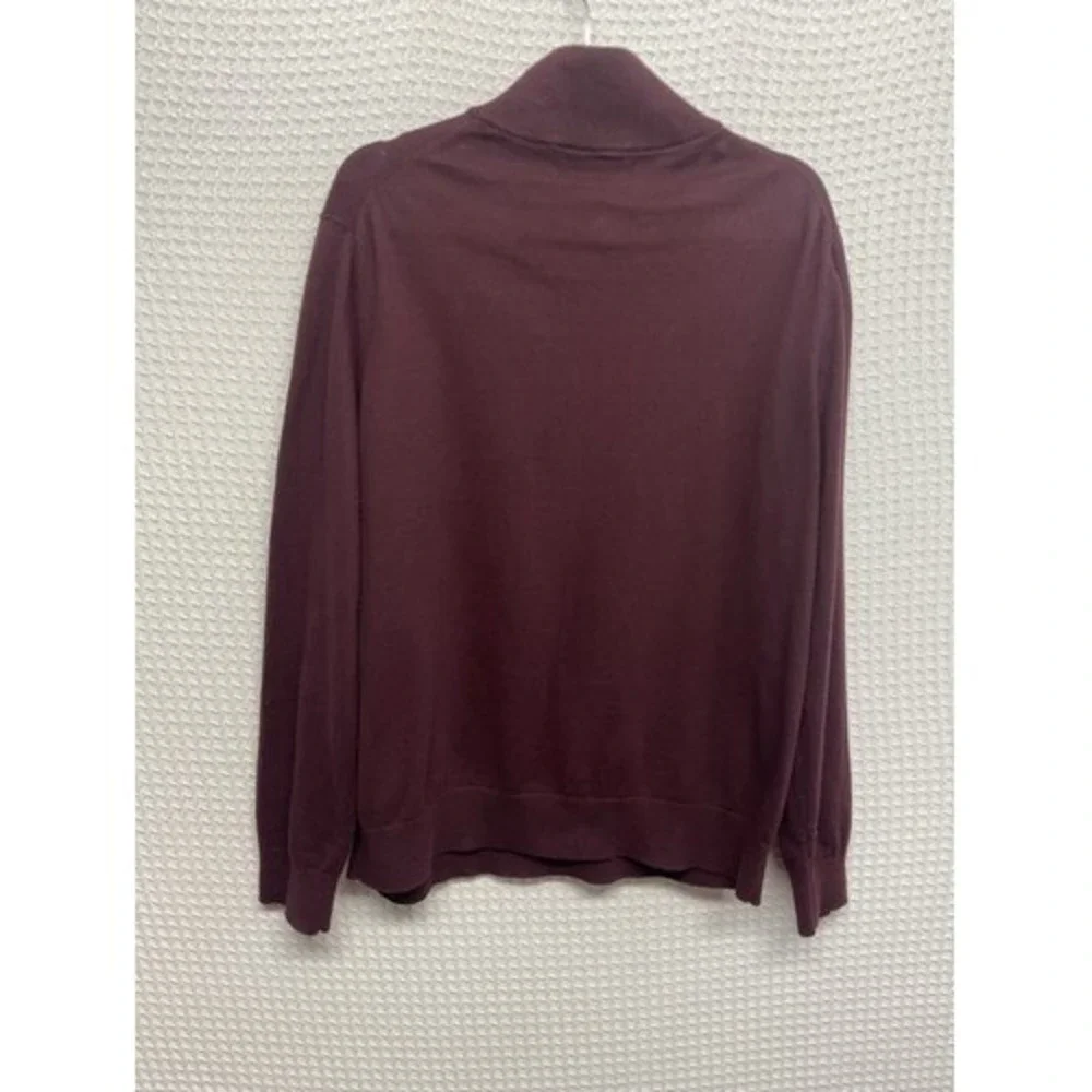 Banana Republic Burgundy 1/2 Zip MockNeck Sweater Men XL China Cotton/Cashmere